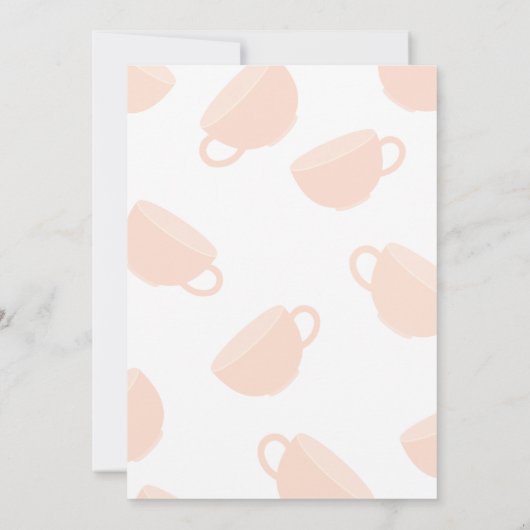 Leuke Theepot en Teacups Rustiek Roze Vrijgezellen Kaart (Achterkant)