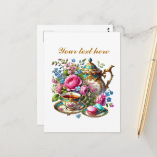 Leuke theesalon aanpasbaar briefkaart