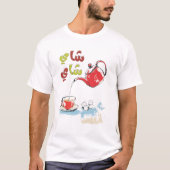 Leuke theetijd van Arabië | Speelse rode theepot & T-shirt (Voorkant)