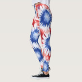 Leuke Tie Dye Patroon rood wit blauw Leggings (Links)
