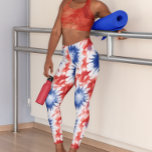 Leuke Tie Dye Patroon rood wit blauw Leggings<br><div class="desc">Dit ontwerp kan worden gepersonaliseerd door de aanpassingsoptie te kiezen om tekst toe te voegen of andere veranderingen aan te brengen. Als dit product de optie heeft om het ontwerp naar een ander object over te brengen, moet u het ontwerp zo nodig aanpassen. Neem contact met me op colorflowcreations@gmail.com als...</div>