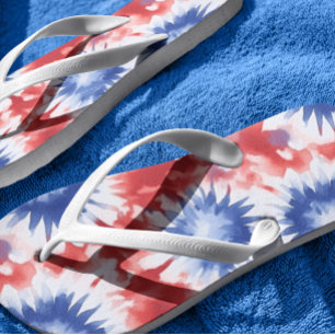 Leuke Tie Dye Patroon rood wit blauw Teenslippers