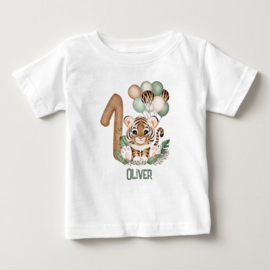 Leuke Tiger Wild Een 1e Verjaardag Jongen T-shirt (Voorkant)