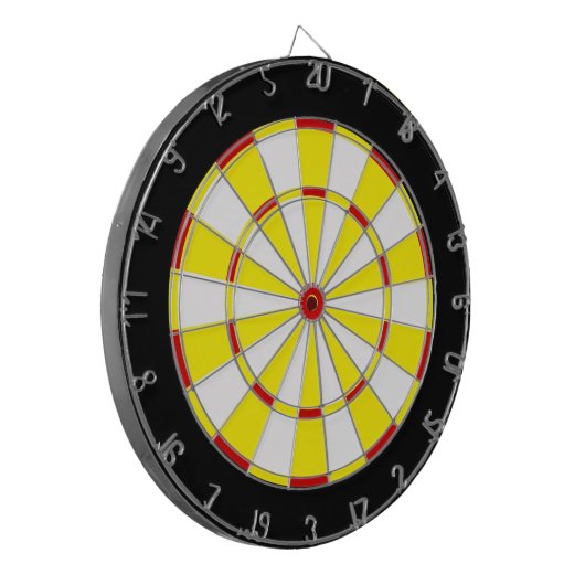 Leuke tijd dart board in rood wit en geel dartbord (Voorkant Links)