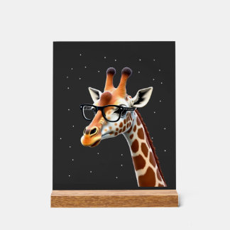 Leuke Tijd Hipster Giraffe T-Shirt Heren Dames Ch Acryl Bord