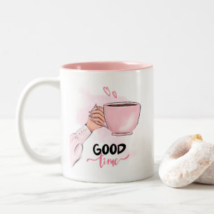 Leuke Tijd Mooie Koffietijd  Tweekleurige Koffiemok