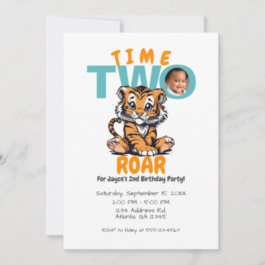 Leuke Tijd TWEE Roar 2e Verjaardag Tijger Oerwoud  Kaart (Voorkant)