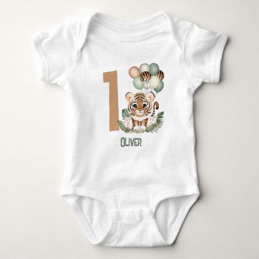 Leuke Tijger Cub Wild One Boy 1e Verjaardag Romper (Voorkant)
