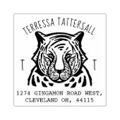Leuke Tijger Dier Monogram & Naam Retouradres Rubberstempel (Afrduk)