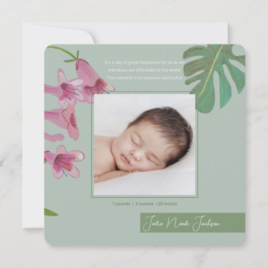 Leuke Tijger Oerwoud Geboorte Aankondiging (Achterkant)