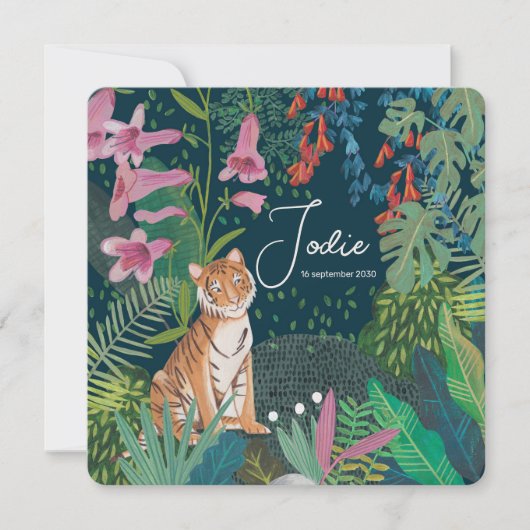 Leuke Tijger Oerwoud Geboorte Aankondiging (Voorkant)