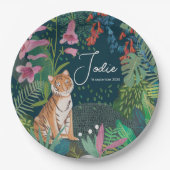 Leuke Tijger Oerwoud Nieuwe Babydouche Papieren Bordje (Voorkant)