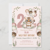 Leuke Tijger Safari Roze Twee Wilde Meisje 2e Verj Kaart (Voorkant)