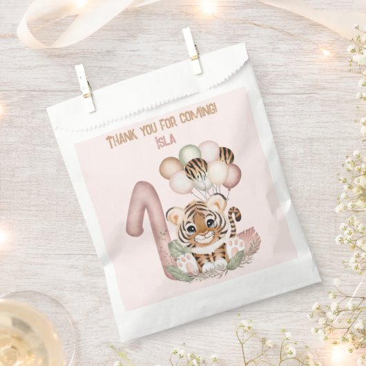 Leuke Tijger Safari Wild Een Meisje 1e Verjaardags Bedankzakje (Geknipt)