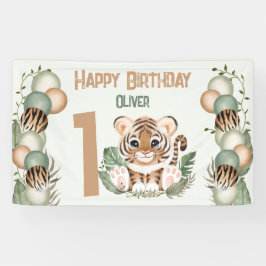 Leuke Tijger Wild One Boy 1e Verjaardag Spandoek