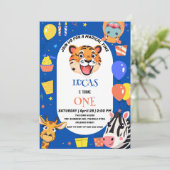 Leuke tijger Zebra Hippo safari dierentuin Wild Bi Bedankkaart (Staand voorkant)