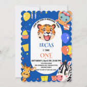 Leuke tijger Zebra Hippo safari dierentuin Wild Bi Kaart (Voorkant)