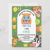 Leuke tijger Zebra Hippo safari dierentuin Wild Bi Save The Date (Voorkant)