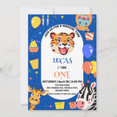 Leuke tijger Zebra Hippo safari dierentuin Wild Bi Save The Date (Voorkant)