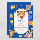 Leuke tijger Zebra Hippo safari dierentuin Wild Bi Save The Date (Voorkant / Achterkant)