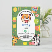 Leuke tijger Zebra Hippo safari dierentuin Wild Bi Save The Date (Staand voorkant)