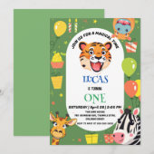 Leuke tijger Zebra Hippo safari dierentuin Wild Bi Save The Date (Voorkant / Achterkant)