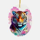 Leuke tijgerbloemen keramisch ornament (Voorkant)