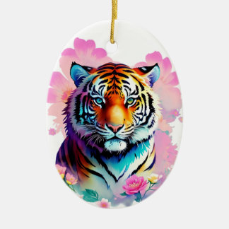 Leuke tijgerbloemen keramisch ornament