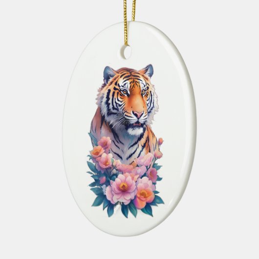 Leuke tijgerbloemen keramisch ornament (Links)