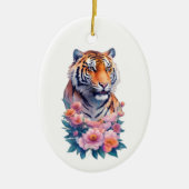 Leuke tijgerbloemen keramisch ornament (Voorkant)