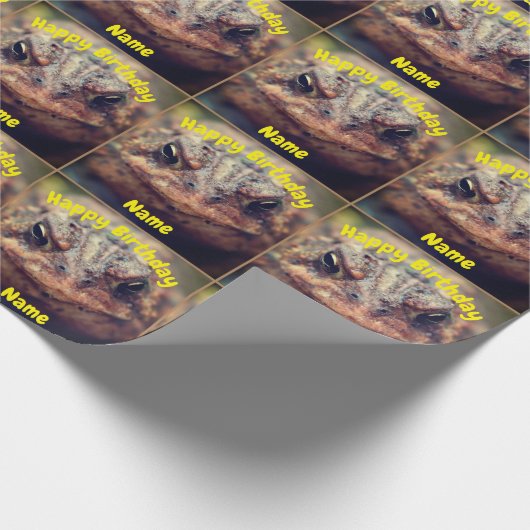 Leuke Toad Frog Gezicht Verjaardag Gepersonaliseer Cadeaupapier (Hoek)