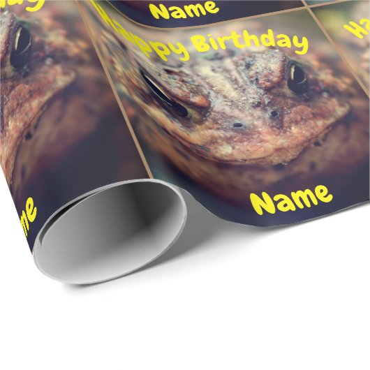 Leuke Toad Frog Gezicht Verjaardag Gepersonaliseer Cadeaupapier (Rol Hoek)