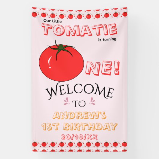 Leuke Tomaat 1e Verjaardag Welkom Spandoek (Verticaal)