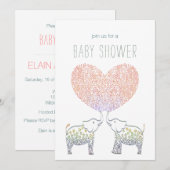 Leuke Tons van LIEFDE Olifant Hart BABY SHOWER Kaart (Voorkant / Achterkant)