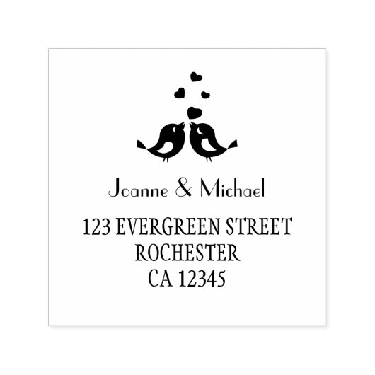 Leuke Tortelduifjes aangepaste bruiloft selfinking Zelfinktende Stempel (Design)