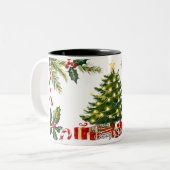 Leuke traditionele kerst tweekleurige koffiemok (Voorkant links)