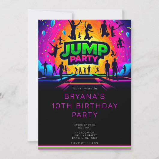 Leuke Trampoline JUMP Party Verjaardag Kaart (Voorkant)
