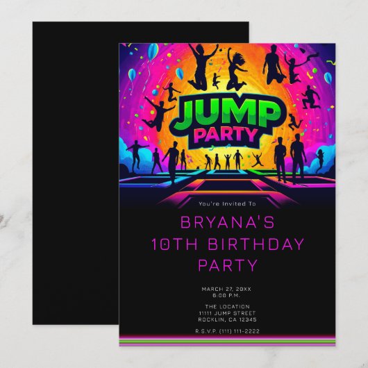 Leuke Trampoline JUMP Party Verjaardag Kaart (Voorkant / Achterkant)