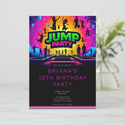 Leuke Trampoline SPRING Feest Verjaardag Kaart (Staand voorkant)