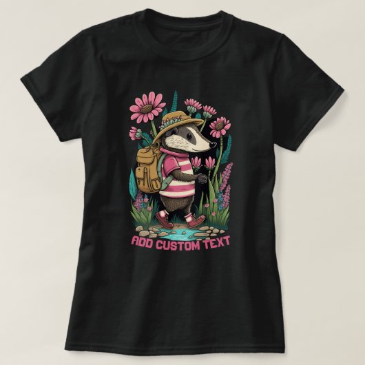 Leuke Traveller Badger in wildflower, Badger Lover T-shirt (Design voorkant)