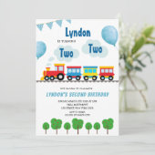 Leuke trein Chugga Chugga Twee Tweede Verjaardag Kaart (Staand voorkant)
