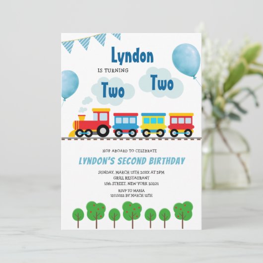 Leuke trein Chugga Chugga Twee Tweede Verjaardag Kaart (Staand voorkant)