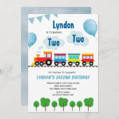 Leuke trein Chugga Chugga Twee Tweede Verjaardag Kaart (Voorkant / Achterkant)