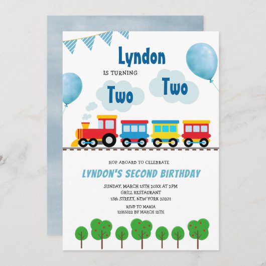 Leuke trein Chugga Chugga Twee Tweede Verjaardag Kaart (Voorkant / Achterkant)