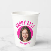 Leuke Trendy 21e verjaardag AANGEPASTE TEKST Foto Papieren Bekers (Voorkant)