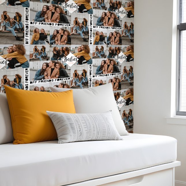 Leuke trendy BFF beste vrienden voor altijd fotoco Behang (Fun Trendy BFF Best Friends Forever Photo Collage Wallpaper)