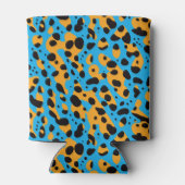 Leuke trendy blauwe Sinaasappel cheetah luipaard p Blikjeskoeler (Achterkant)