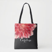 Leuke trendy chique perzik roze rode dahlia bloem tote bag (Voorkant)
