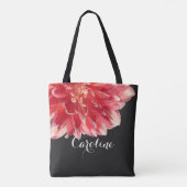 Leuke trendy chique perzik roze rode dahlia bloem tote bag (Achterkant)
