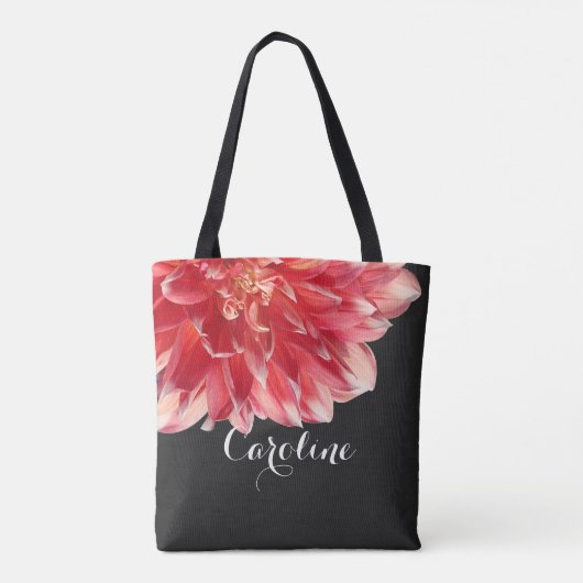 Leuke trendy chique perzik roze rode dahlia bloem  tote bag (Achterkant)